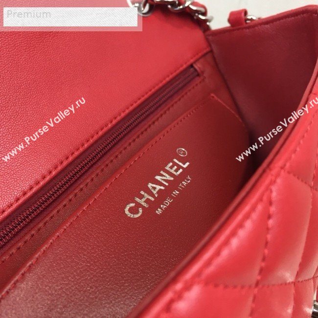 Chanel Quilted Sheepskin Leather Small Classic Flap Bag Red/Silver 2019 (JDH-9070603)