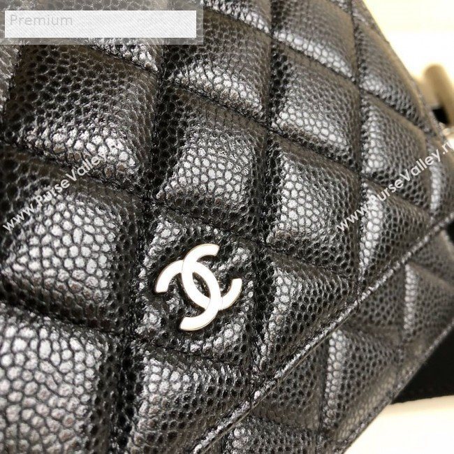 Chanel Pearly Lustre Quilted Grained Calfskin Wallet on Chain WOC Black 2019 (YD-9070605)