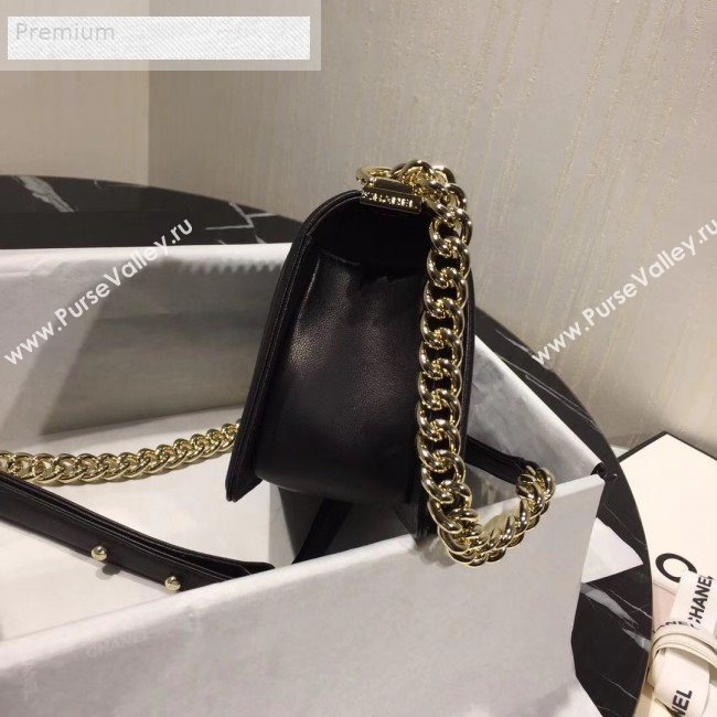 Chanel Lizard Embossed Leather Small Classic Leboy Flap Bag Black 2019 (KAIS-9070615)