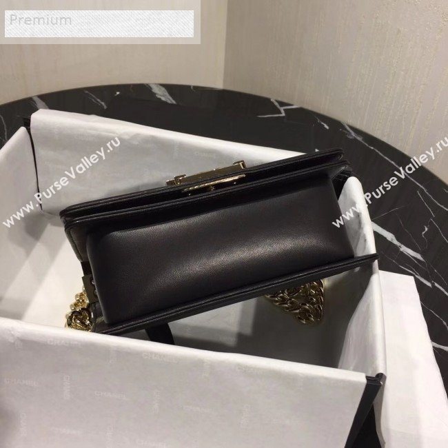 Chanel Lizard Embossed Leather Small Classic Leboy Flap Bag Black 2019 (KAIS-9070615)
