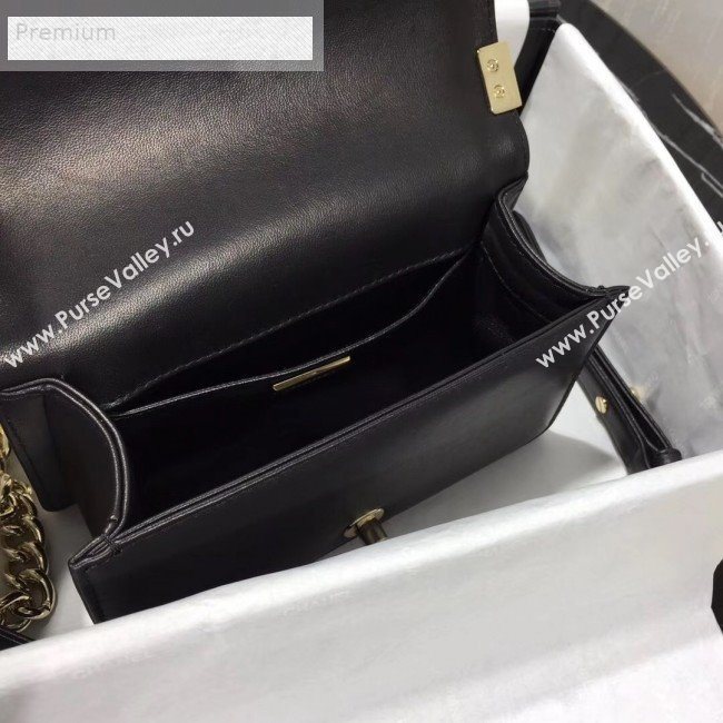 Chanel Lizard Embossed Leather Small Classic Leboy Flap Bag Black 2019 (KAIS-9070615)