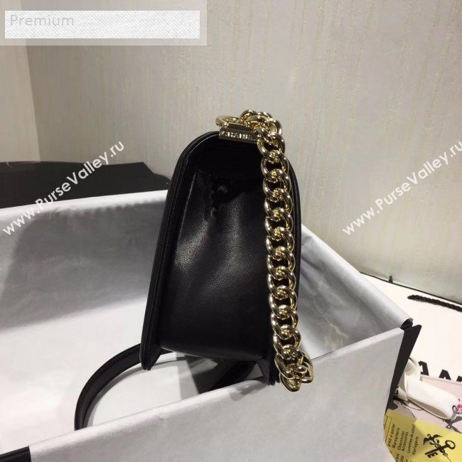 Chanel Lizard Embossed Leather Medium Classic Leboy Flap Bag Black 2019 (KAIS-9070616)