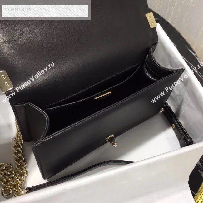 Chanel Lizard Embossed Leather Medium Classic Leboy Flap Bag Black 2019 (KAIS-9070616)