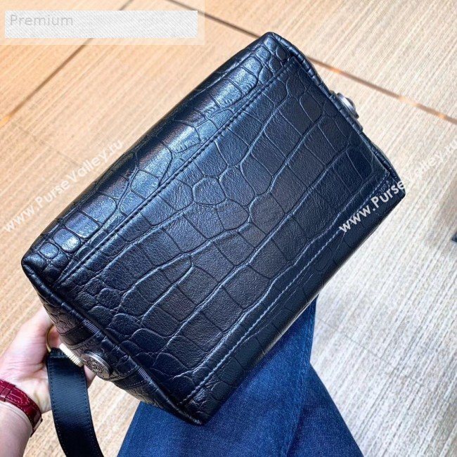 Chanel Crocodile Embossed Leather Bucket Bag with Button Side AS0666 Black 2019 (SMJD-9070622)