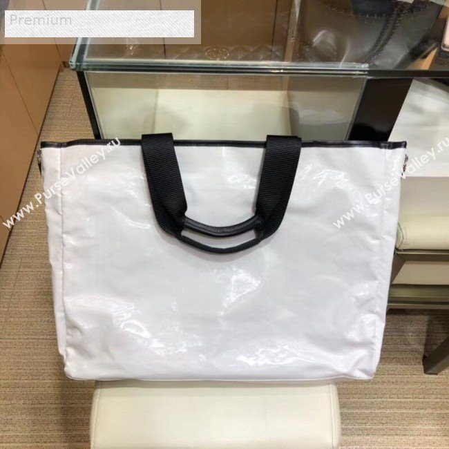 Chanel Mesh Canvas and PVC Small Shopping Tote Bag White 2019 (SMJD-9070623)
