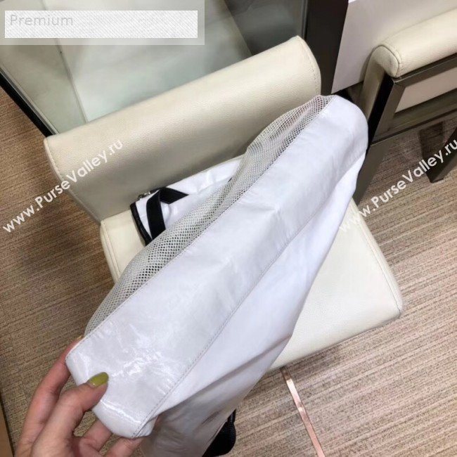 Chanel Mesh Canvas and PVC Small Shopping Tote Bag White 2019 (SMJD-9070623)