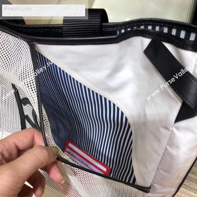 Chanel Mesh Canvas and PVC Small Shopping Tote Bag White 2019 (SMJD-9070623)