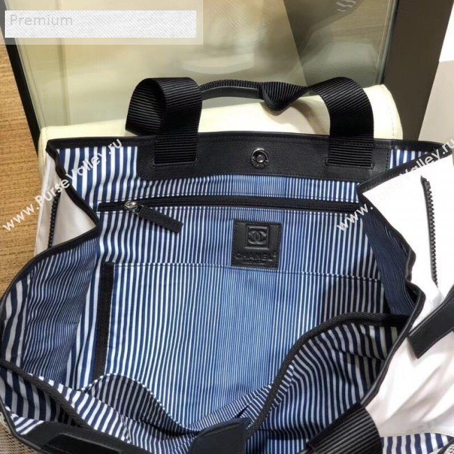 Chanel Mesh Canvas and PVC Small Shopping Tote Bag White 2019 (SMJD-9070623)