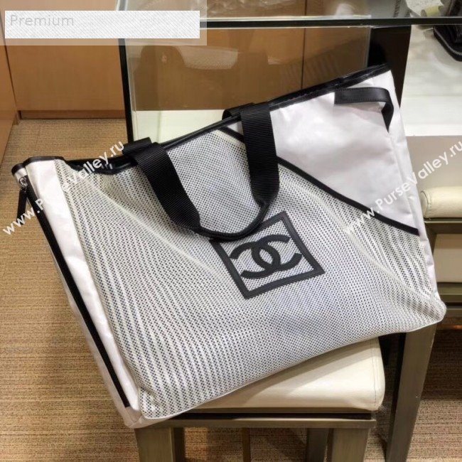 Chanel Mesh Canvas and PVC Large Shopping Tote Bag White 2019 (SMJD-9070624)