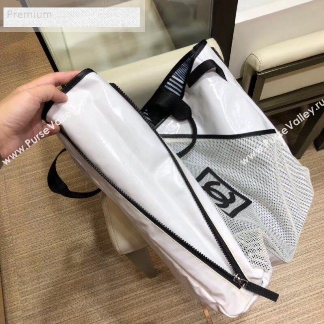 Chanel Mesh Canvas and PVC Large Shopping Tote Bag White 2019 (SMJD-9070624)