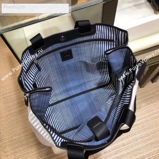 Chanel Mesh Canvas and PVC Large Shopping Tote Bag White 2019 (SMJD-9070624)
