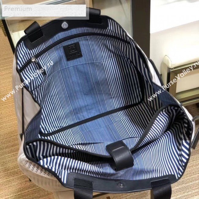Chanel Mesh Canvas and PVC Large Shopping Tote Bag White 2019 (SMJD-9070624)