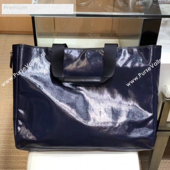 Chanel Mesh Canvas and PVC Small Shopping Tote Bag Navy Blue 2019 (SMJD-9070625)