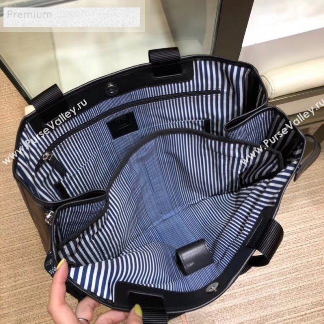 Chanel Mesh Canvas and PVC Small Shopping Tote Bag Navy Blue 2019 (SMJD-9070625)