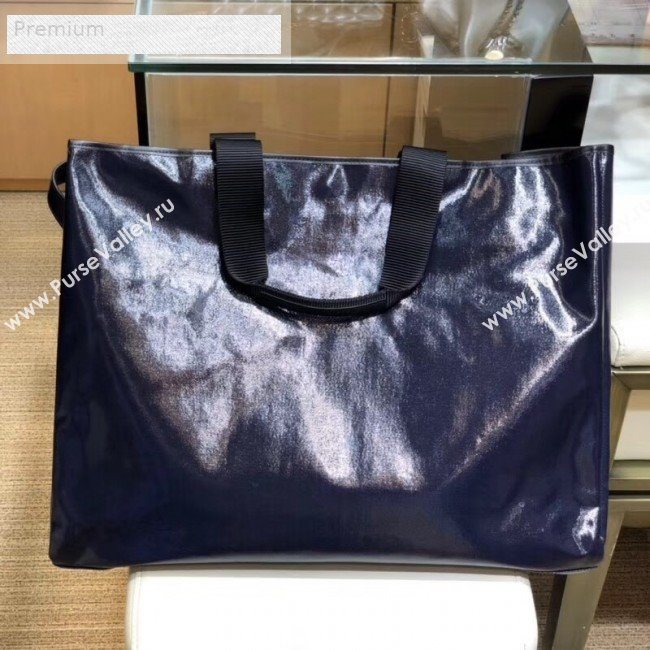 Chanel Mesh Canvas and PVC Large Shopping Tote Bag Navy Blue 2019 (SMJD-9070626)