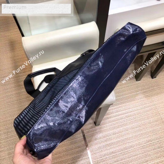 Chanel Mesh Canvas and PVC Large Shopping Tote Bag Navy Blue 2019 (SMJD-9070626)