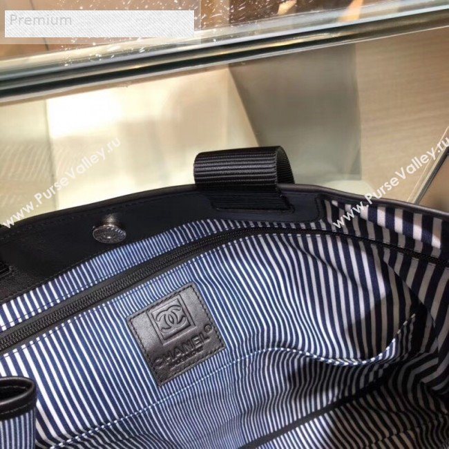 Chanel Mesh Canvas and PVC Large Shopping Tote Bag Navy Blue 2019 (SMJD-9070626)
