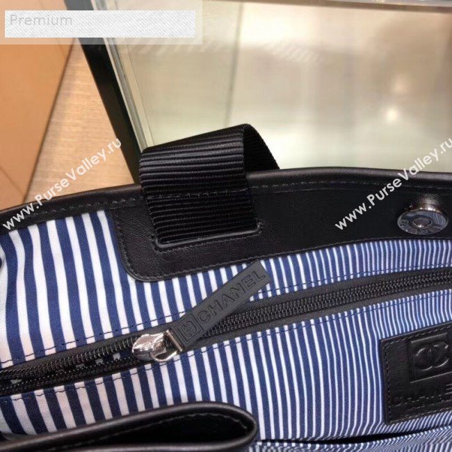 Chanel Mesh Canvas and PVC Large Shopping Tote Bag Navy Blue 2019 (SMJD-9070626)