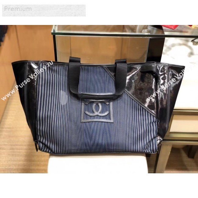 Chanel Mesh Canvas and PVC Small Shopping Tote Bag Black 2019 (SMJD-9070627)