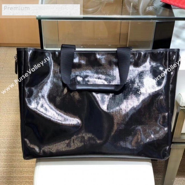 Chanel Mesh Canvas and PVC Small Shopping Tote Bag Black 2019 (SMJD-9070627)