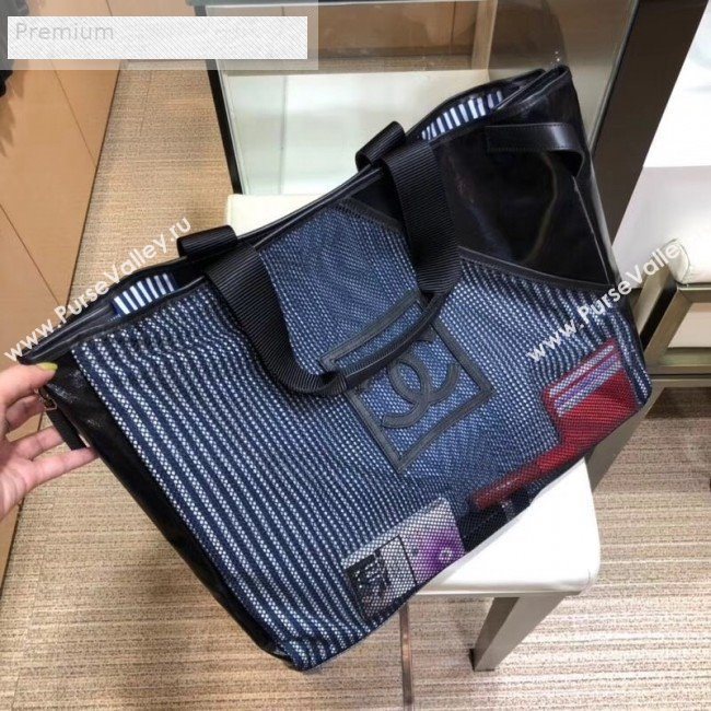 Chanel Mesh Canvas and PVC Small Shopping Tote Bag Black 2019 (SMJD-9070627)