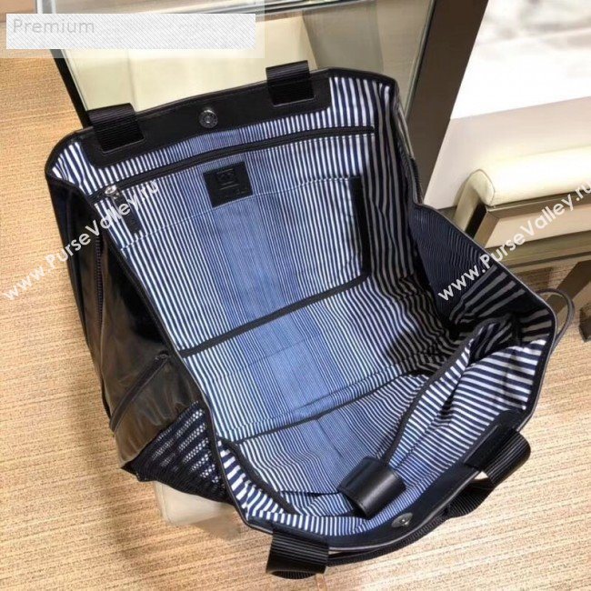 Chanel Mesh Canvas and PVC Small Shopping Tote Bag Black 2019 (SMJD-9070627)