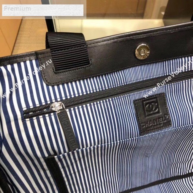 Chanel Mesh Canvas and PVC Small Shopping Tote Bag Black 2019 (SMJD-9070627)