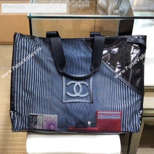 Chanel Mesh Canvas and PVC Large Shopping Tote Bag Black 2019 (SMJD-9070628)