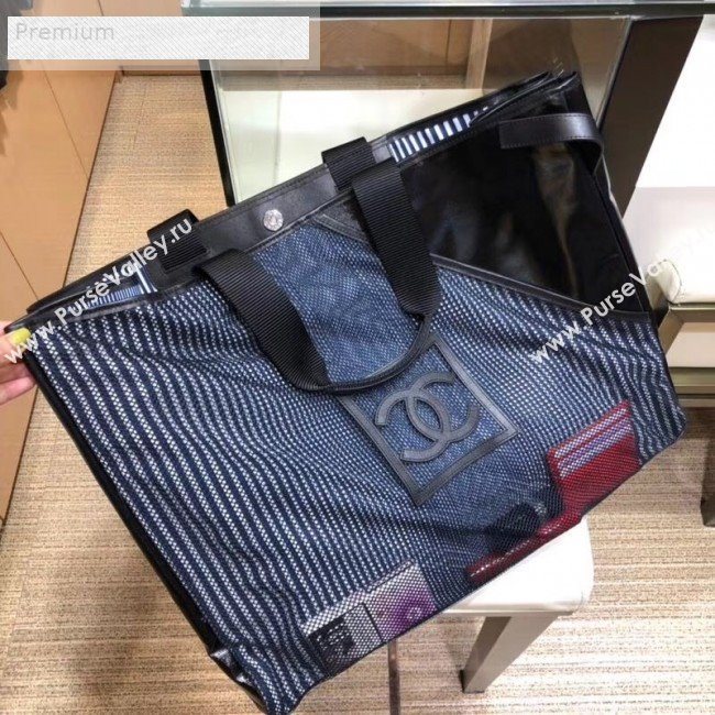Chanel Mesh Canvas and PVC Large Shopping Tote Bag Black 2019 (SMJD-9070628)