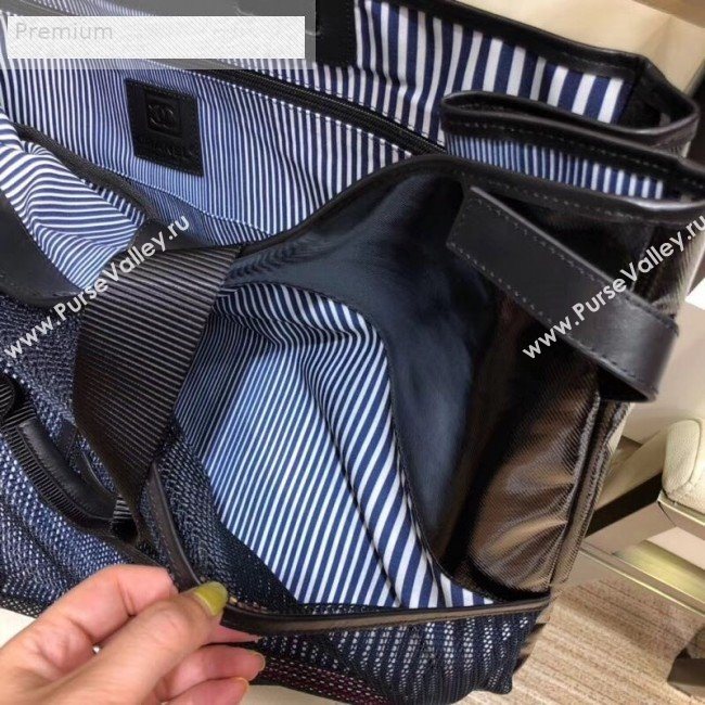 Chanel Mesh Canvas and PVC Large Shopping Tote Bag Black 2019 (SMJD-9070628)