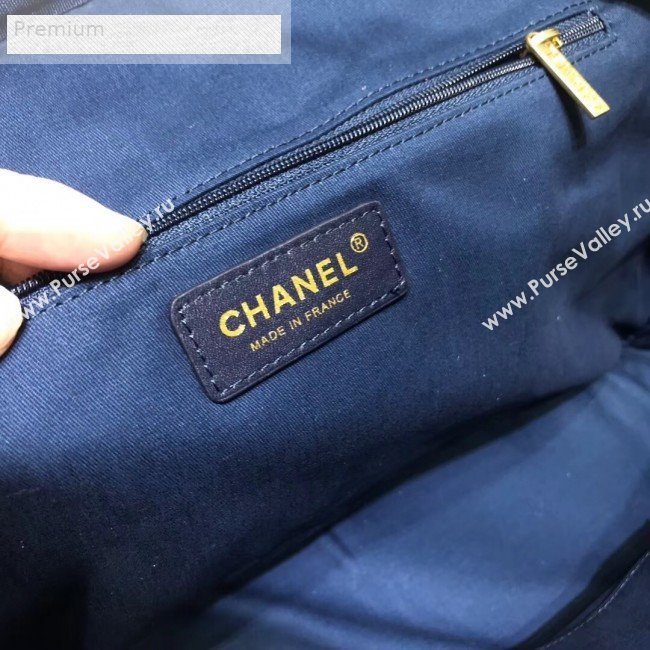Chanel Quilted Denim Boarding Package Luggage Top Handle Bag Blue 2019 (JIY-9070629)
