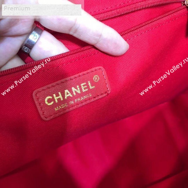 Chanel Quilted Waxed Calfskin Boarding Package Luggage Top Handle Bag Red 2019 (JIY-9070630)