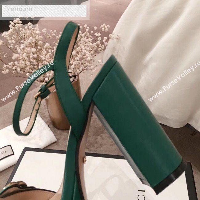 Gucci Leather Platform High-Heel Sandals with Double G 573021 Green 2019 (KL-9070435)