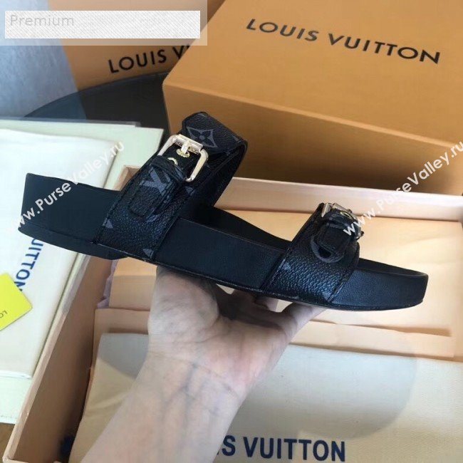 Louis Vuitton Bom Black Monogram Canvas Flat Sandals 1A4WJK  2019 (CSBL-9070442)