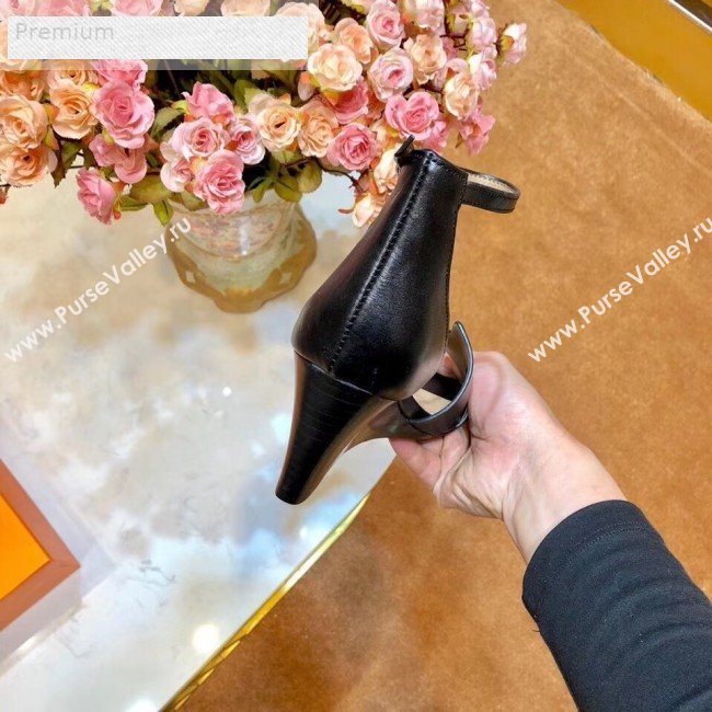 Hermes H Calfskin Mid-Heel Ankle Strap Wedge Sandals Black 2019 (1054-9070427)