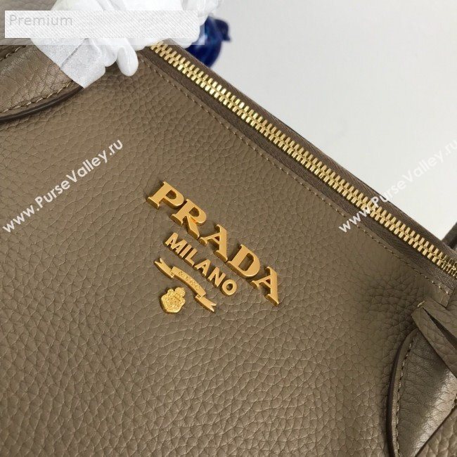 Prada Grained Soft Calf Leather Top Handle Bag 1BA157 Dark Beige 2019 (PYZ-9070866)