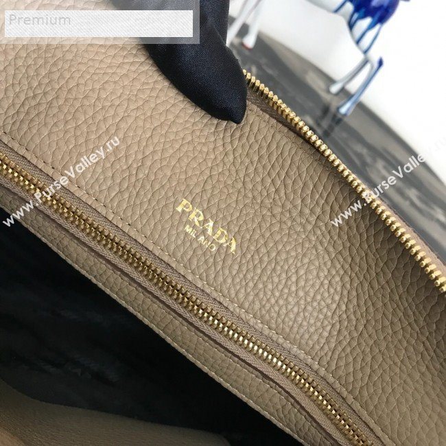 Prada Grained Soft Calf Leather Top Handle Bag 1BA157 Dark Beige 2019 (PYZ-9070866)