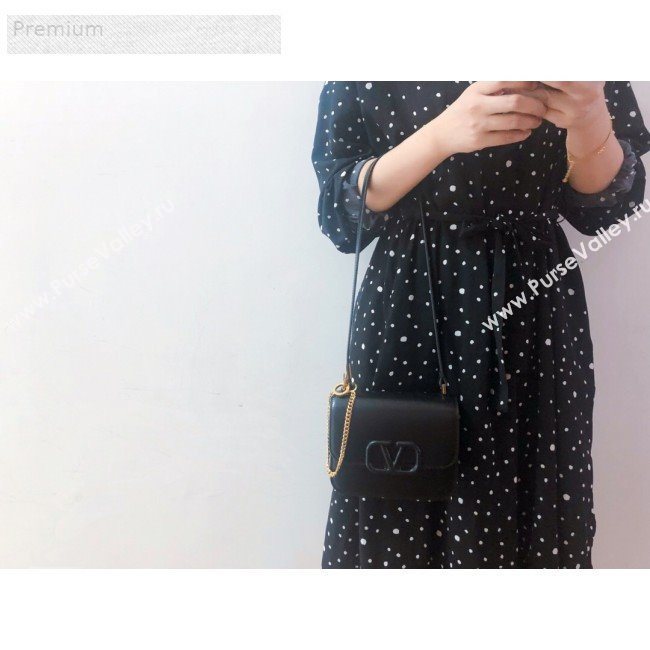 Valentino Small VSLING Smooth Calfskin Shoulder Bag Black 2019 (JIND-9070920)