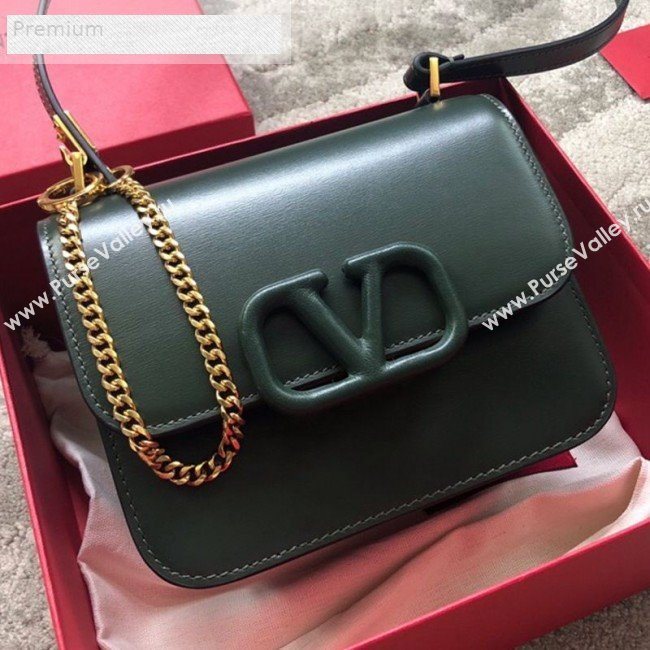 Valentino Small VSLING Smooth Calfskin Shoulder Bag Green 2019 (JIND-9070919)