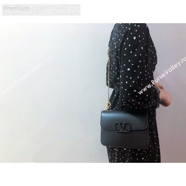 Valentino Large VSLING Smooth Calfskin Shoulder Bag Black 2019 (JIND-9070925)