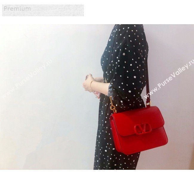 Valentino Large VSLING Smooth Calfskin Shoulder Bag Red 2019 (JIND-9070927)