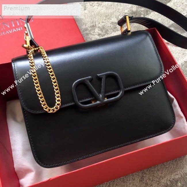 Valentino Large VSLING Smooth Calfskin Shoulder Bag Black 2019 (JIND-9070925)