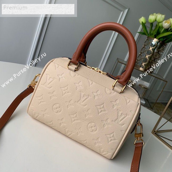 Louis Vuitton Monogram Empreinte Leather Speedy Bandouliere 20 M42397 Cream White 2019 (KD-9070826)
