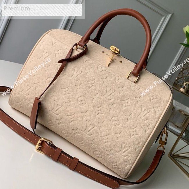 Louis Vuitton Monogram Empreinte Leather Speedy Bandouliere 25 M44736 Cream White 2019 (KD-9070827)