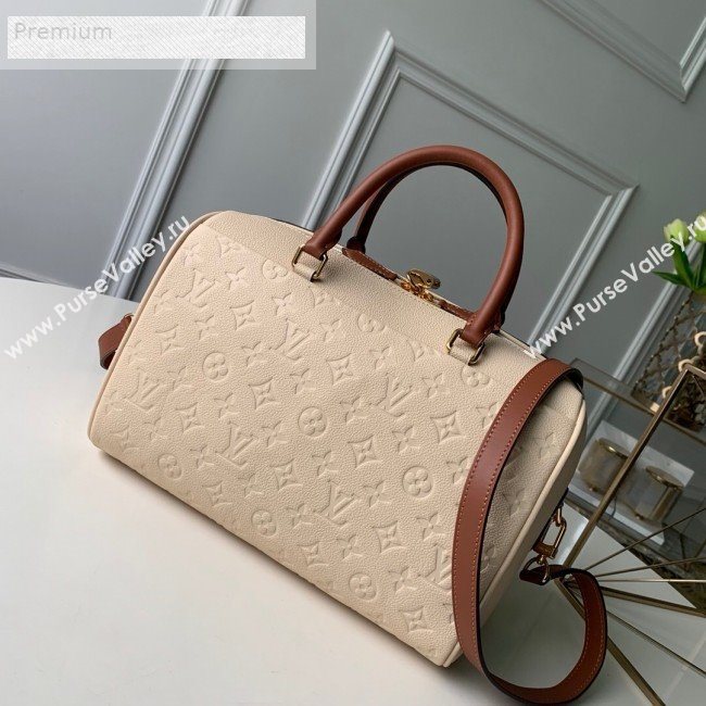 Louis Vuitton Monogram Empreinte Leather Speedy Bandouliere 25 M44736 Cream White 2019 (KD-9070827)