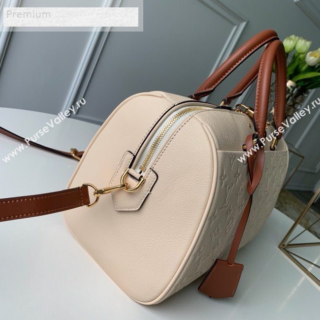 Louis Vuitton Monogram Empreinte Leather Speedy Bandouliere 25 M44736 Cream White 2019 (KD-9070827)