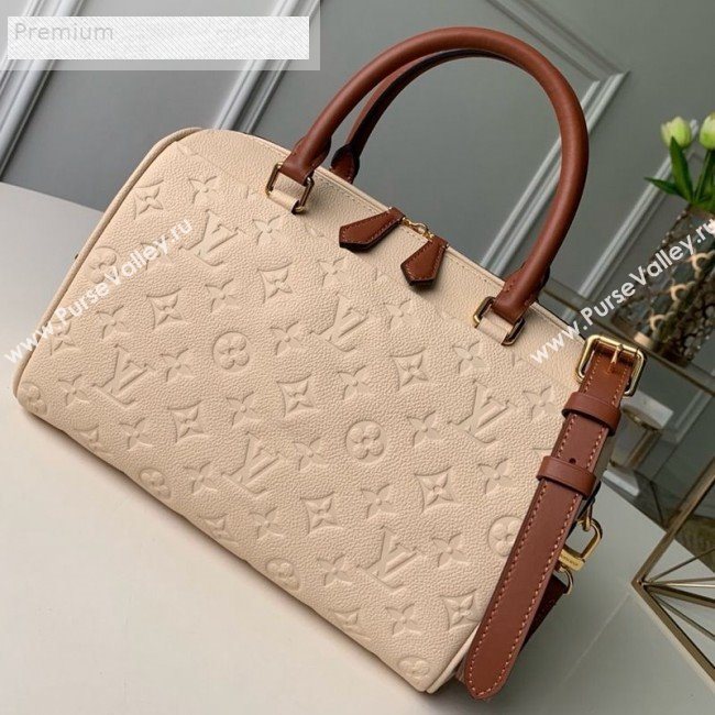 Louis Vuitton Monogram Empreinte Leather Speedy Bandouliere 30 M42406 Cream White 2019 (KD-9070828)