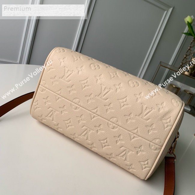 Louis Vuitton Monogram Empreinte Leather Speedy Bandouliere 30 M42406 Cream White 2019 (KD-9070828)