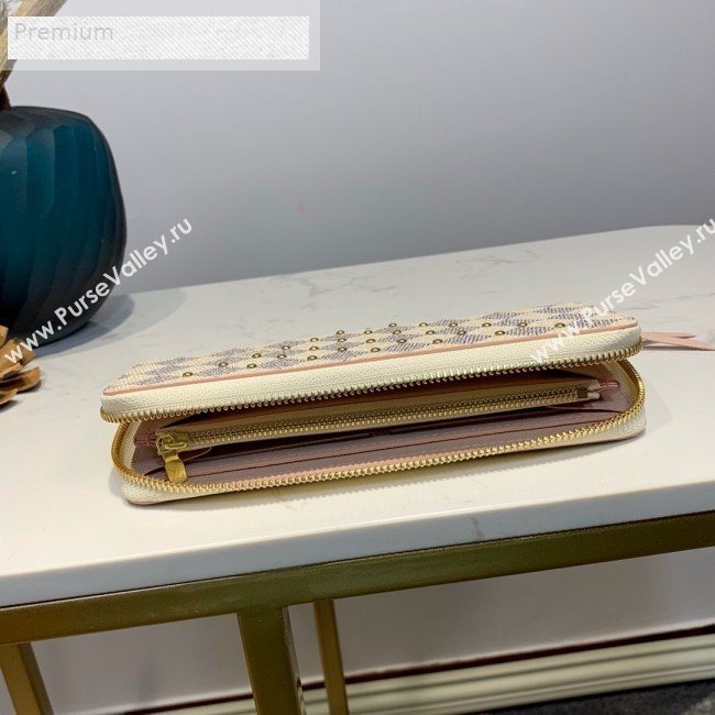 Louis Vuitton Damier Azur Canvas Studded Clemence Long Zipped Wallet N60252 2019 (LVSJ-9070830)