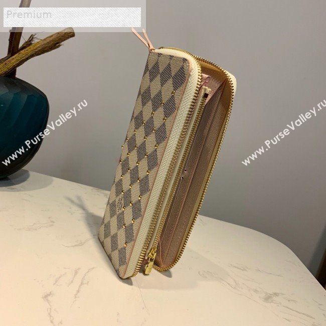Louis Vuitton Damier Azur Canvas Studded Clemence Long Zipped Wallet N60252 2019 (LVSJ-9070830)
